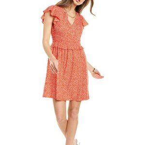 Rebecca Taylor Malia Floral Ruffle Dress in Red Cherry Size Large